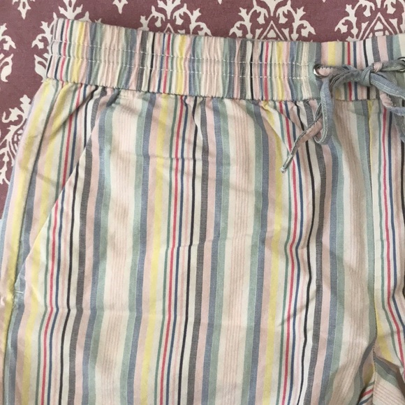 Ann Taylor Loft multicolored striped shorts sz M drawstring waist - Picture 2 of 7